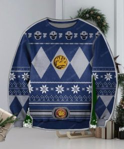 Blue Mighty Morphin Power Rangers 1993 Knitted Ugly Xmas Sweater