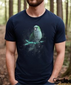 Blue Monk Parakeet Cosmic Galaxy Outer Space Quaker Parrot T Shirt