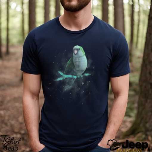 Blue Monk Parakeet Cosmic Galaxy Outer Space Quaker Parrot T Shirt