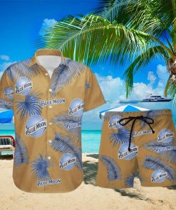 Blue Moon Beer Palm Leaves Tropical Hawaiian Shirt And Shorts Unique Summer Gift