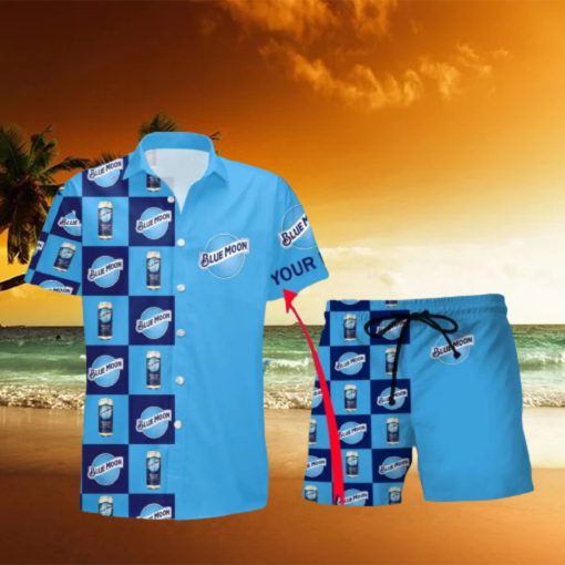 Blue Moon Beer Personalized Name Hawaiian Shirt And Short For Men And Women Summer Holiday Gift