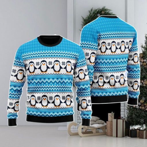 Blue Penguins Xmas Pattern Christmas Unisex Ugly Sweater