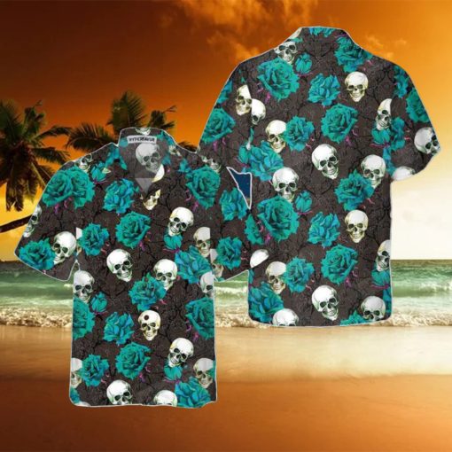 Blue Roses And Gothic Skull Hawaiian Shirt Style Gift