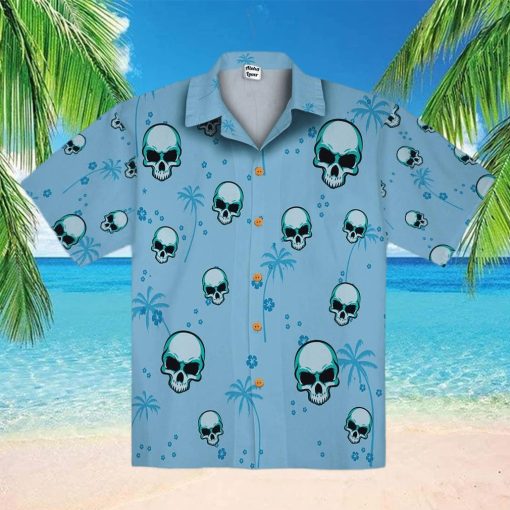 Blue Skull Men Unisex Hawaiian Shirts