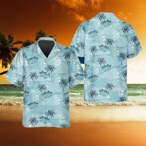 Blue Tropical Skull With Coconut Tree Hawaiian Shirt Style Gift