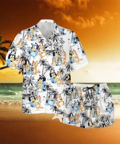 Bluey Bingo Men’s Tropical Hawaiian Shirt Shorts Beach Look