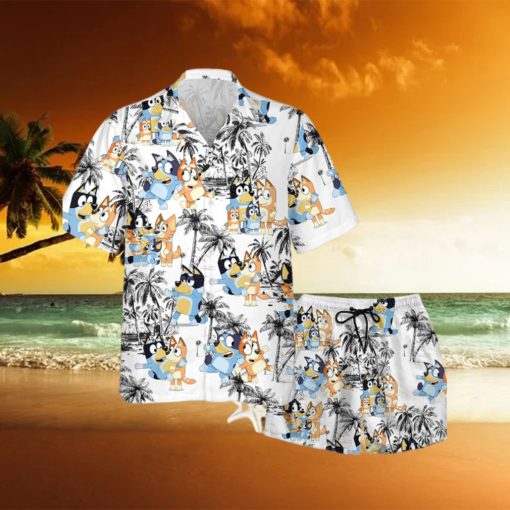 Bluey Bingo Men’s Tropical Hawaiian Shirt Shorts Beach Look