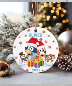 Bluey Ornament Round Personalized Bluey Christmas Ornament Bingo And Bluey Family Circle Ornament Tree Decoration Gift For New Couples Just Married Newly Wed