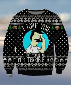 Bobs Burgers Xmas Time All Over Printed Knitted Ugly Xmas Sweater