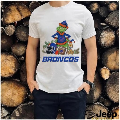 Boise State Santa Grinch And Santa Dog Christmas Shirt