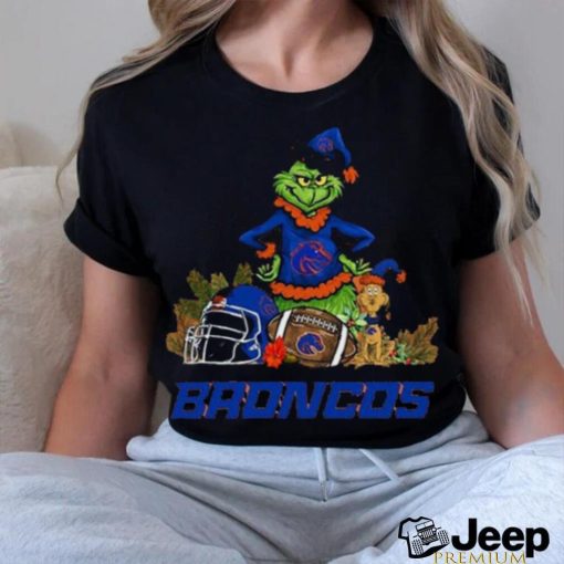 Boise state broncos funny grinch and dog Christmas shirt