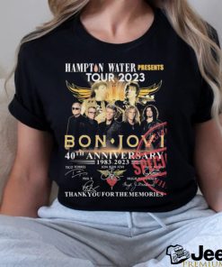 Bon Jovi The Hampton Water Present Tour 2023 40th Anniversary 1983 2023 Thank You For The Memories Signatures Shirt