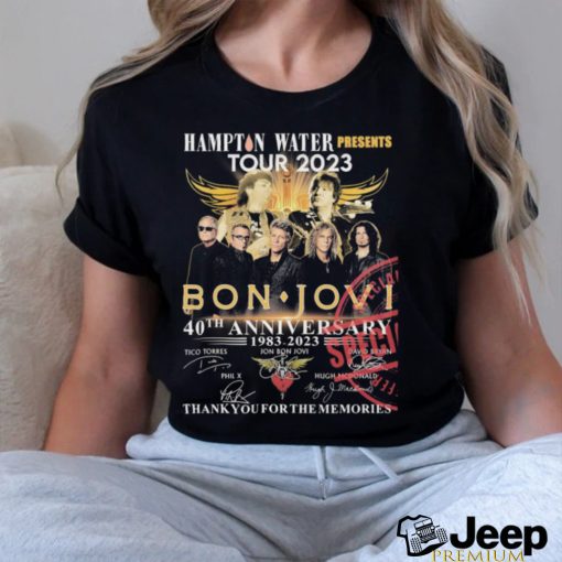 Bon Jovi The Hampton Water Present Tour 2023 40th Anniversary 1983 2023 Thank You For The Memories Signatures Shirt