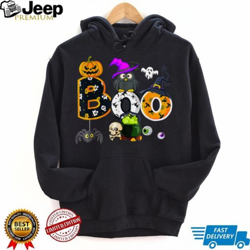 Boo Creepy Owl Pumpkin Ghost Halloween Men Women Kids T Shirt