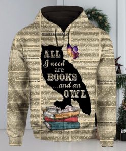 Book And Owl 3D Printed Hoodie