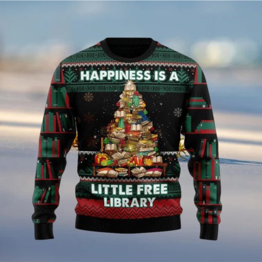 Book Free Library Chirtmas Time 3D Ugly Xmas Sweater