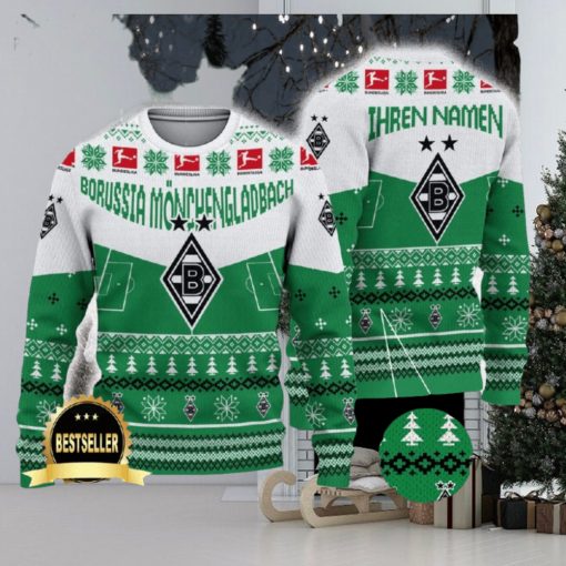 Borussia Monchengladbach Ugly Christmas Sweater Logo Custom Name Gift Fans