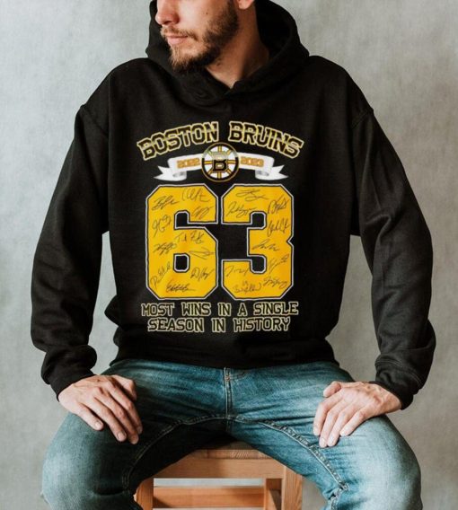 Boston Bruins 2022 2023 63 wins most wins in a Single Season in History signature players shirt