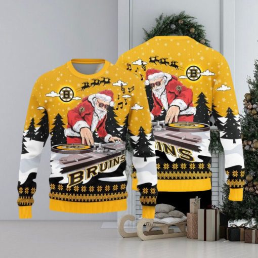 Boston Bruins Christmas Funny DJ Santa New Style Knitted Sweater