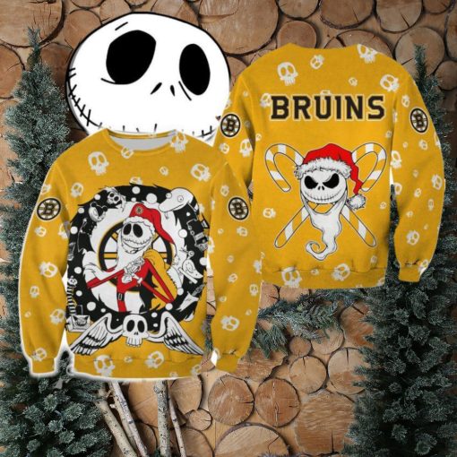 Boston Bruins Christmas Jack Skellington Trend Christmas Ugly Sweater Halloween For Men And Women