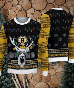 Boston Bruins Christmas Reindeer AOP Embroider Knitted Sweater Gift For Chirstmas