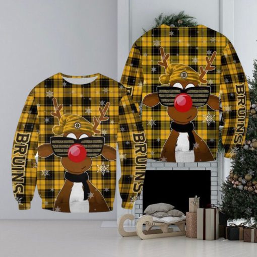 Boston Bruins Christmas Reindeer Sunglasses Gift New 3D Sweater For Fans Gift Christmas