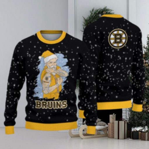 Boston Bruins Christmas Santa Claus Tattoo Ugly Christmas Sweater Cute Christmas Gift