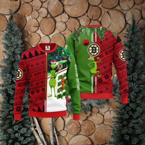 Boston Bruins Grinch & Scooby doo Christmas Ugly Sweater