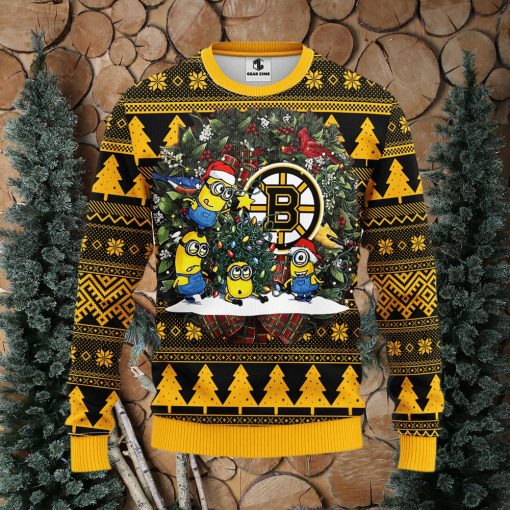 Boston Bruins Minion Christmas Ugly Sweater