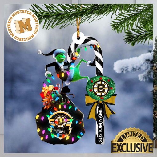 Boston Bruins NHL Grinch Candy Cane Personalized Xmas Gifts Christmas Tree Decorations Ornament_32020936 1