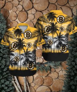 Boston Bruins Short Sleeve Button Up Tropical Hawaiian Shirt