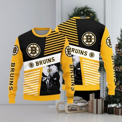 Boston Bruins Skull Pattern Knitted Sweater For Christmas