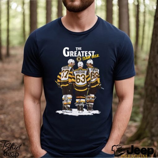 Boston Bruins The Greatest Team Ever Bergeron Marchand Pastrnak Signature Shirt Shirt