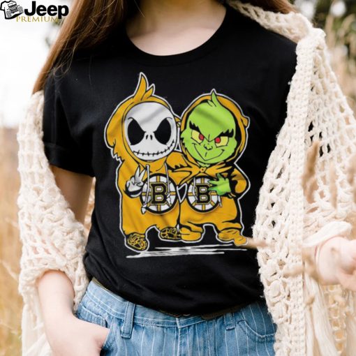 Boston Bruins With Baby Jack Skellington And Baby Grinch Friends Shirt