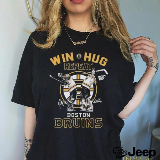 Boston Bruins win hug repeat signatures 2023 shirt