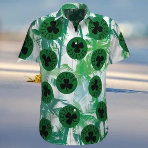 Boston Celtics Beach Coconut Tree Pattern Hawaiian Shirt