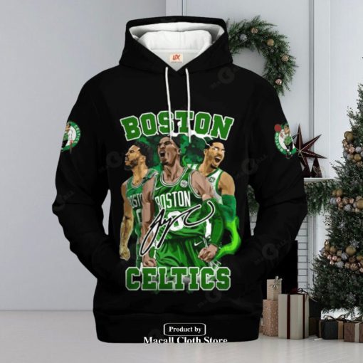 Boston Celtics Champions Black Signatures Jogger Design Hoodie Sweatshirt 3D