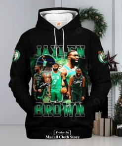 Boston Celtics Jaylen Brown Black Design Signatures Jogger Hoodie Sweatshirt 3D