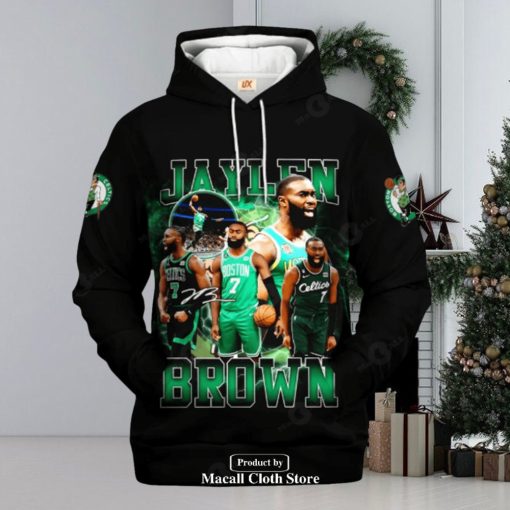 Boston Celtics Jaylen Brown Black Design Signatures Jogger Hoodie Sweatshirt 3D