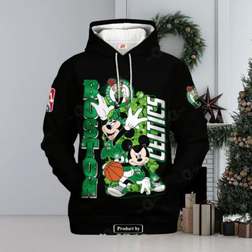 Boston Celtics Mickey And Minnie Mouse Basketball Black Design Hoodie Sweatshirt 3D