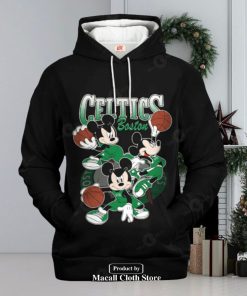 Boston Celtics Mickey Mouse Basketball Jogger Black Design Hoodie Sweatshirt 3D