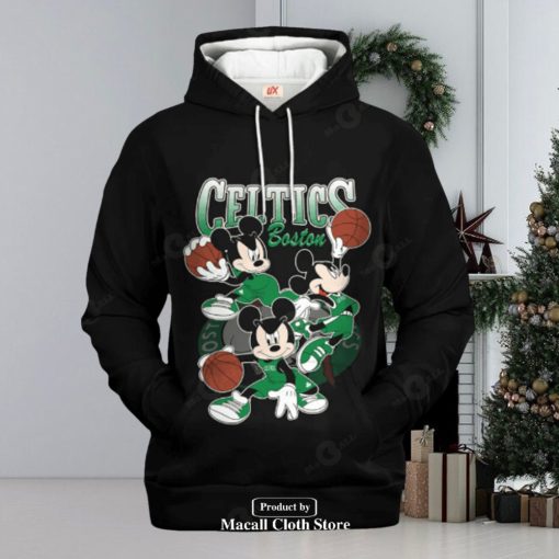 Boston Celtics Mickey Mouse Basketball Jogger Black Design Hoodie Sweatshirt 3D