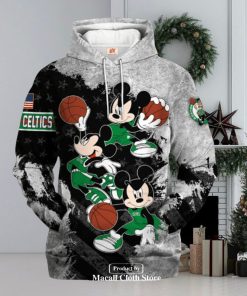 Boston Celtics Mickey Mouse Basketball Jogger Grey Design Hoodie Sweatshirt 3D