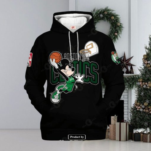 Boston Celtics Mickey Mouse Basketball Players Black Design Hoodie Sweatshirt 3D