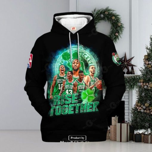 Boston Celtics NBA Rise Together Black Style Jogger Hoodie Sweatshirt 3D