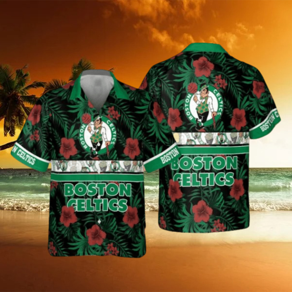 Boston Celtics National Basketball Association 2023 Hibiscus Logo AOP Hawaiian Shirt