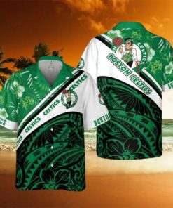 Boston Celtics Polynesian Pattern National National Basketball Association 2023 AOP Hawaiian Shirt