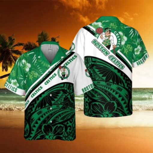 Boston Celtics Polynesian Pattern National National Basketball Association 2023 AOP Hawaiian Shirt