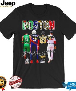 Boston Celtics Tatum New England Patriots Matthew Judon Boston Bruins Marchand Boston Red Sox Trevor Story signature shirt