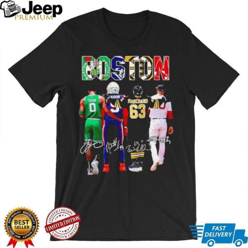 Boston Celtics Tatum New England Patriots Matthew Judon Boston Bruins Marchand Boston Red Sox Trevor Story signature shirt